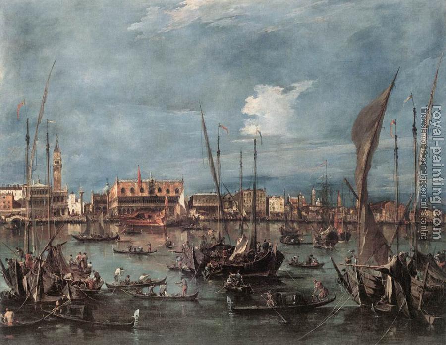 Francesco Guardi : The Molo and the Riva degli Schiavoni from the Bacino di San Marco